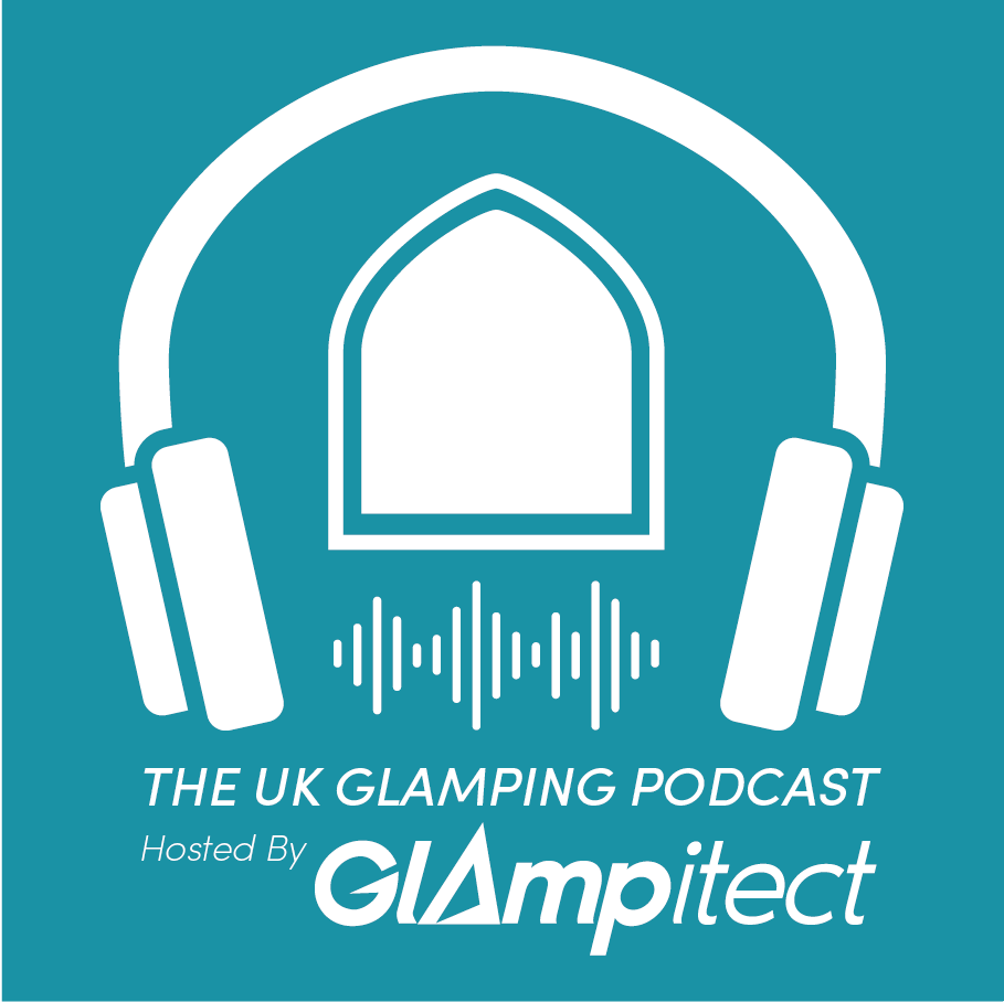 Glampitect Podcast Logo - White (Teal Background)